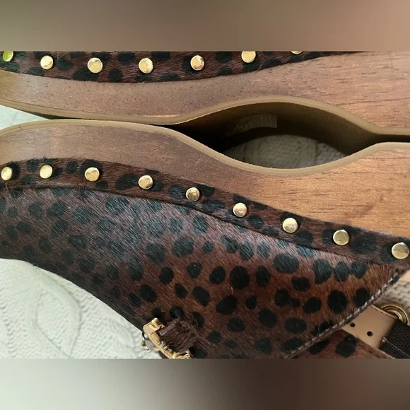 New! Sam Edelman Calf-hair/Leather Studded Wooden Clog Women’s Size 6 - Picture 14 of 16